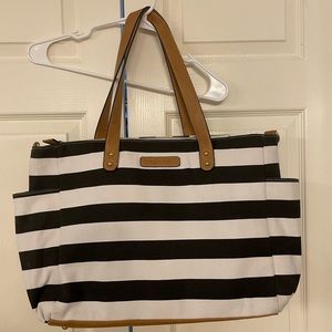 White Elm Aquila Oversize Tote Black White Stripe